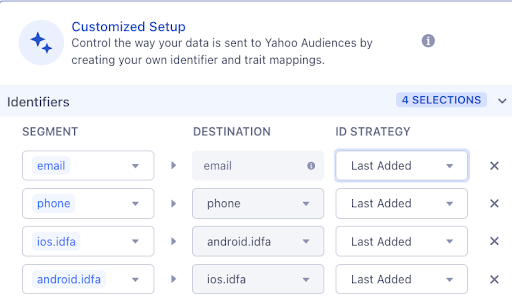 A screenshot customized setup configuration