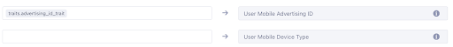 A screenshot mapping settings for when device type is not included