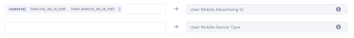 A screenshot mapping settings for iOS IDFA